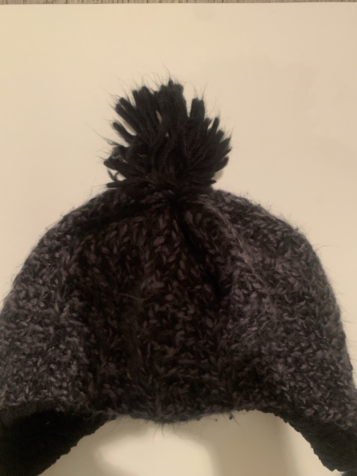 Gap Synthetic Fiber And Cotton Blend Beans With Ear Flaps And Pom Poms