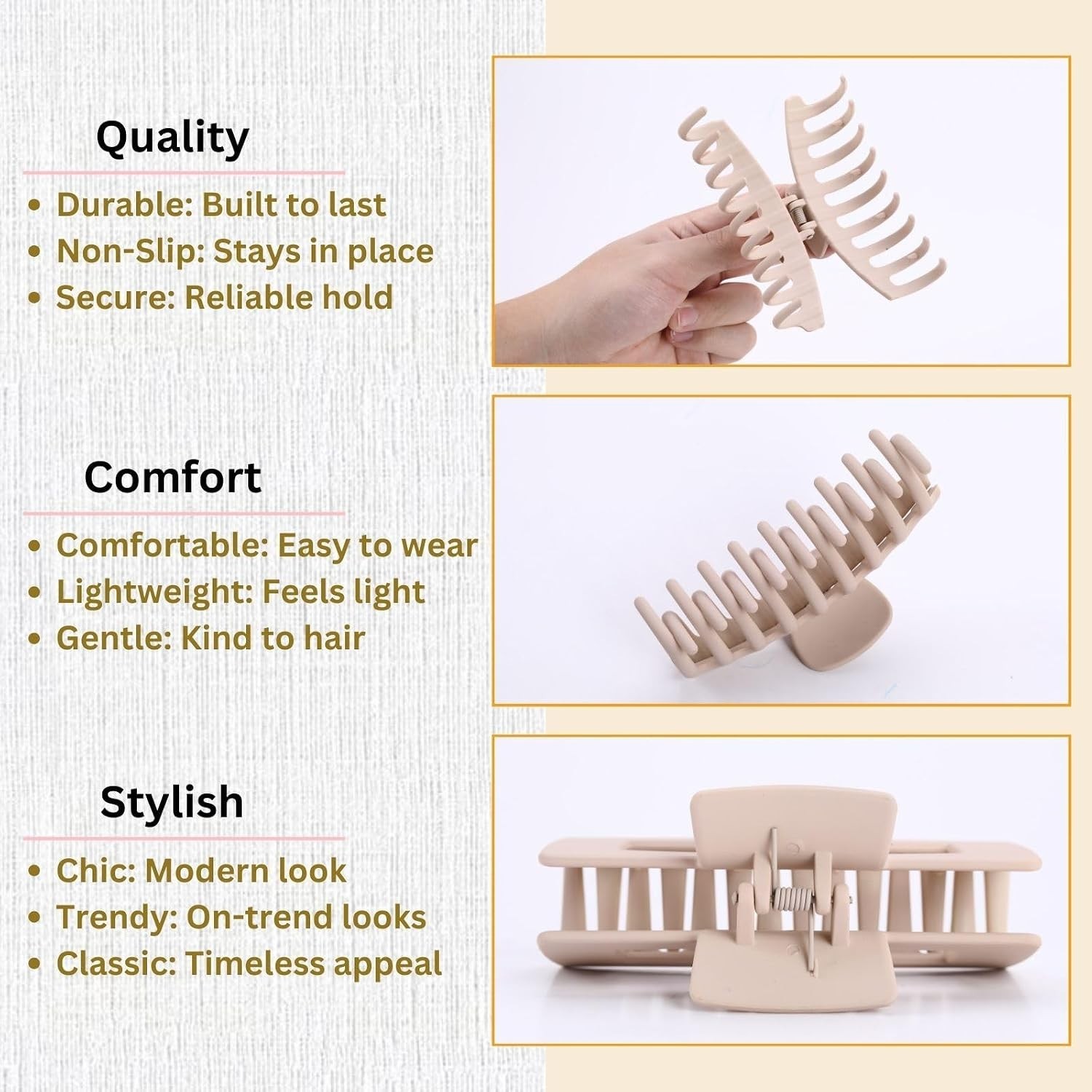 Elegant 4.3 Inch Large Matte Hair Claw Clips – Non-Slip & Strong Hold