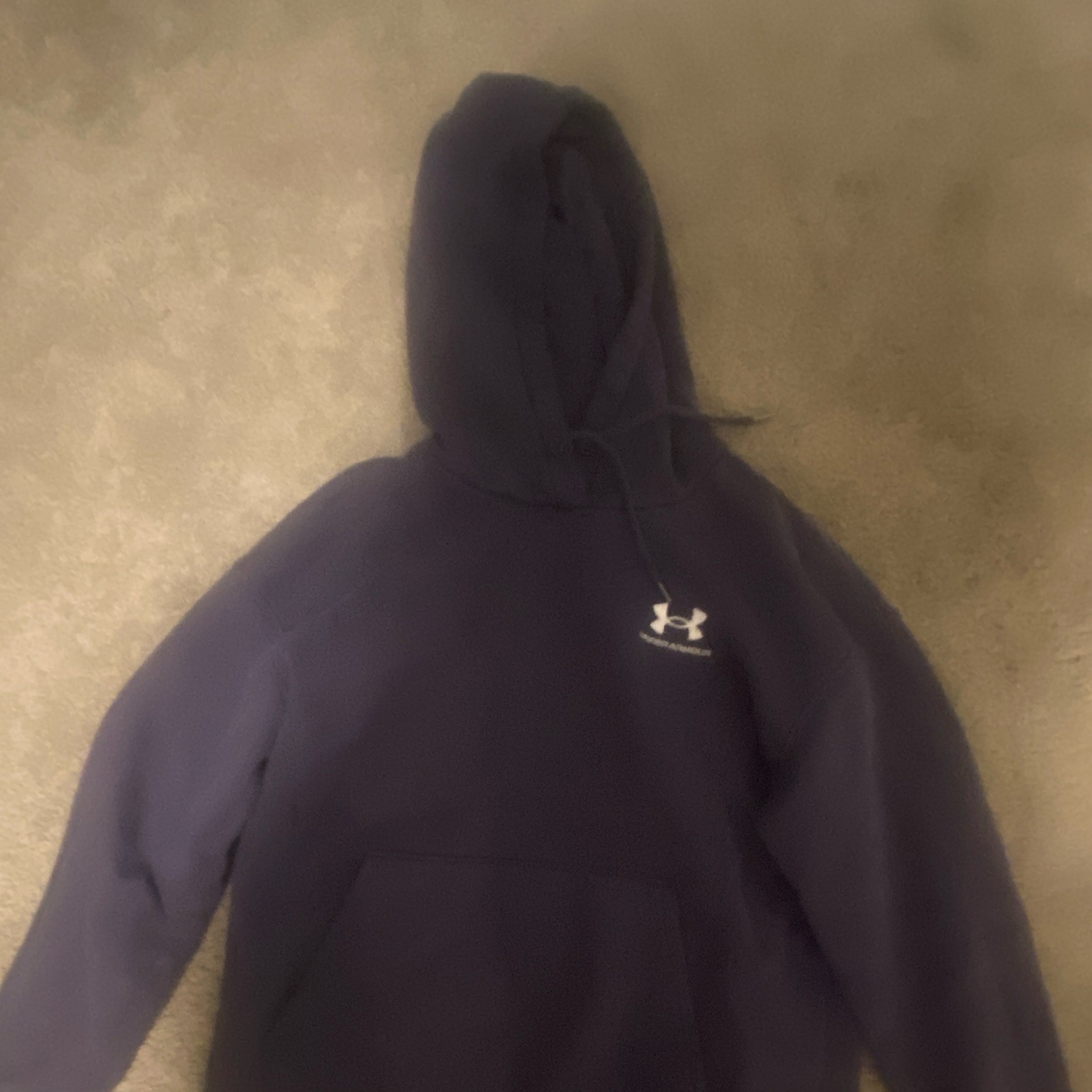 Under Armour Black Unisex Adults S Pullover Hoodie Fleece Front Pocket Logo