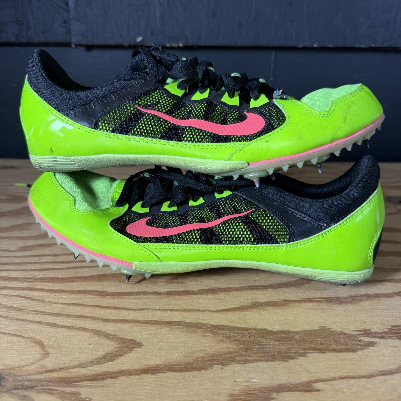 Nike Rival Mid Distance Racing Track Shoes Mens 10.5 Spikes Green &Black
