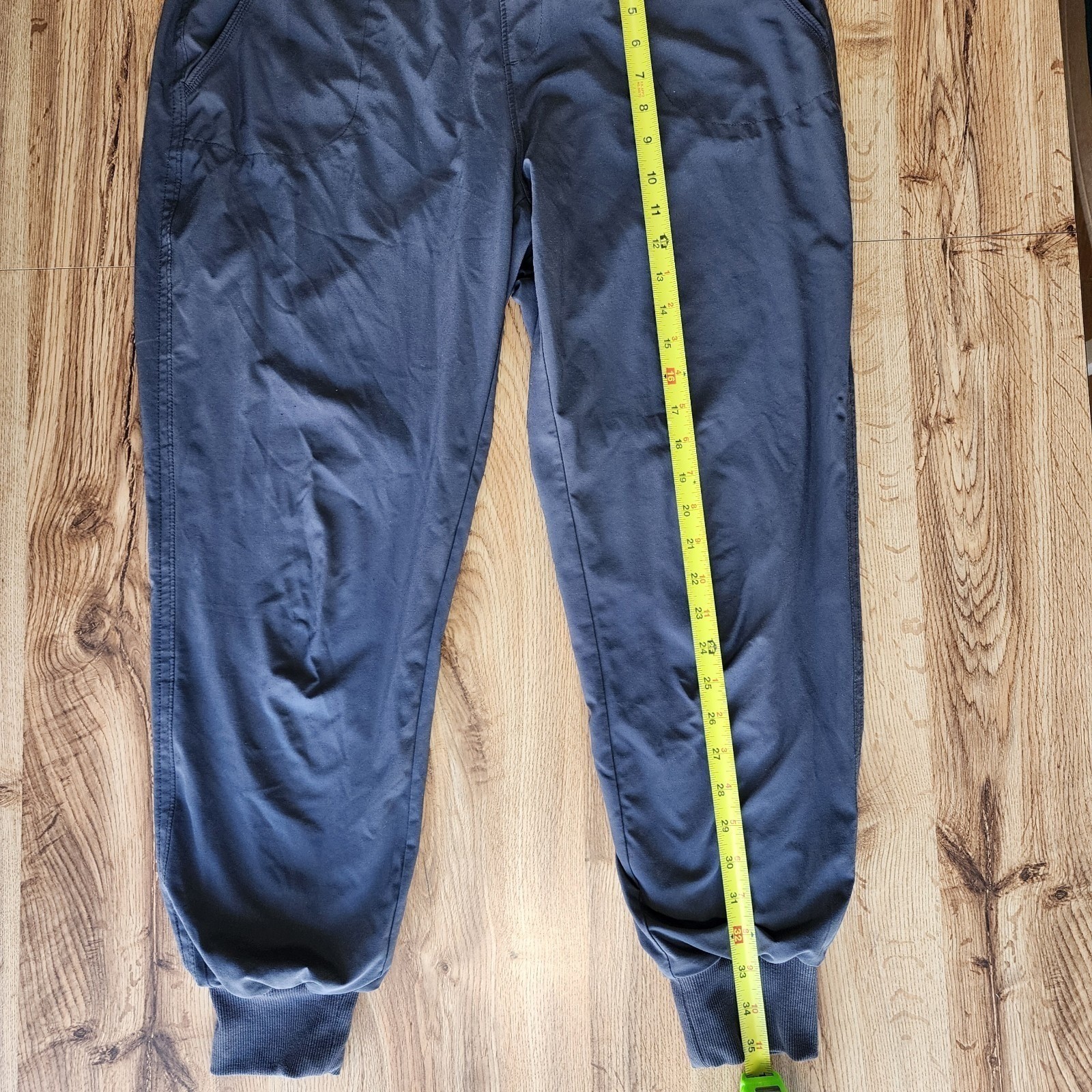 Athletic Drawstring Jogger Pants Navy Gray Ribbed Cuff Lounge Sweatpants Mens L