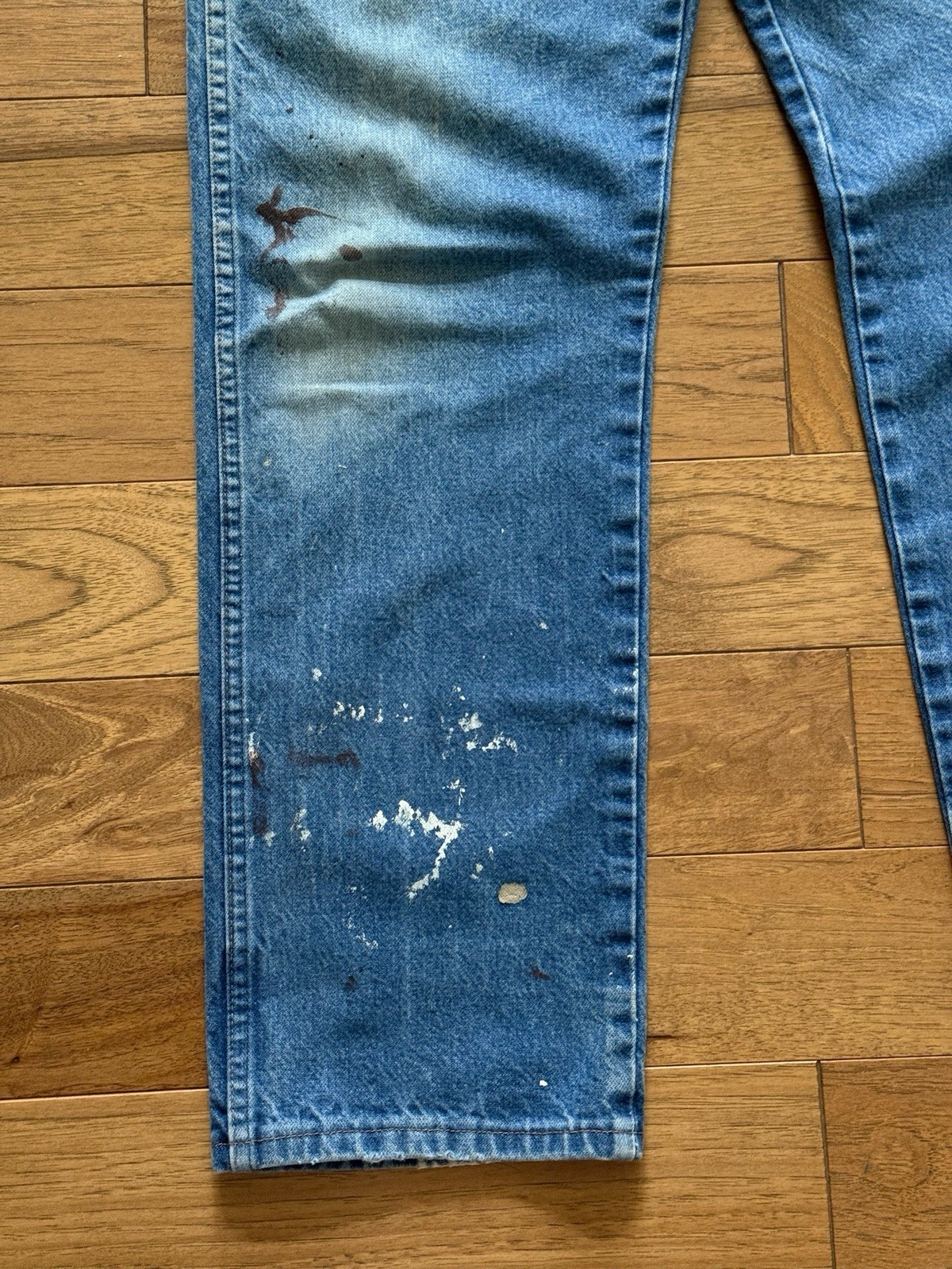 Vintage Wrangler Ranch Jeans Paint Splatter Distressed Aji Workwear 35×32 Mexico