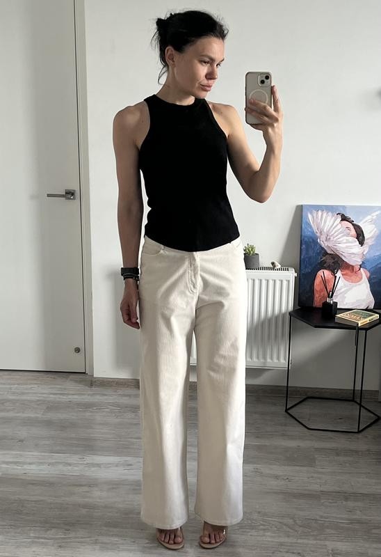 Max&Moi Beige Corduroy Straight Leg Pants Trousers FR 40