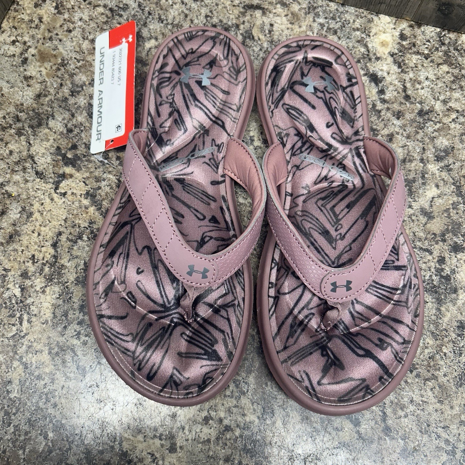 NEW NWT Under Armour Marbella VII Trace Pink Flip Flop Sandals Womens 7