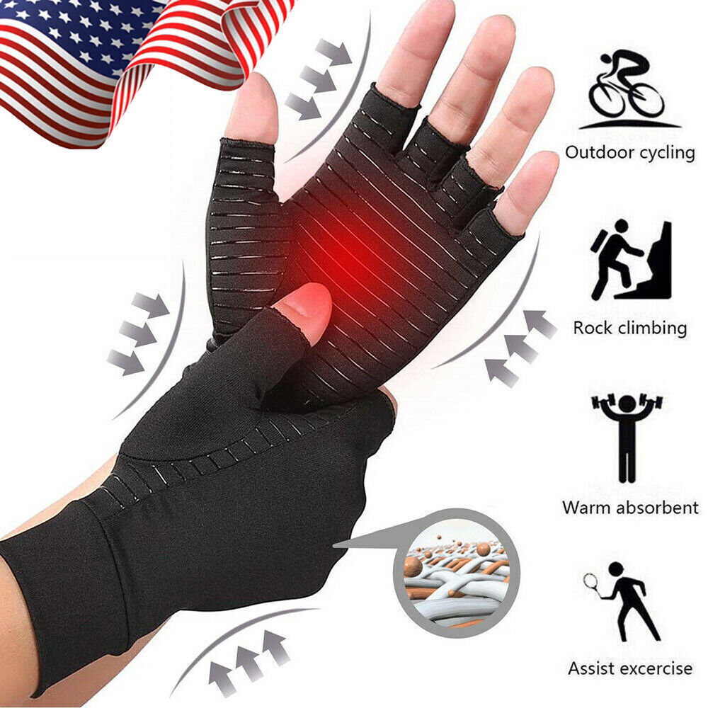 1 Pairs(2pc) Copper Arthritis Compression Gloves Hand Support Joint Pain Relief
