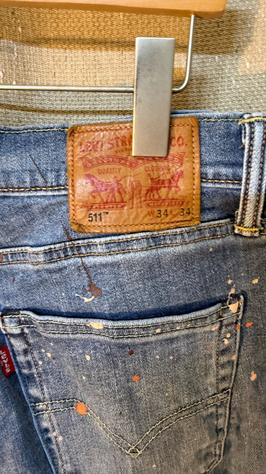 Levis 511 Jeans Lot 3 Pair Bundle 34×34 34×32 34×30 Distressed Paint