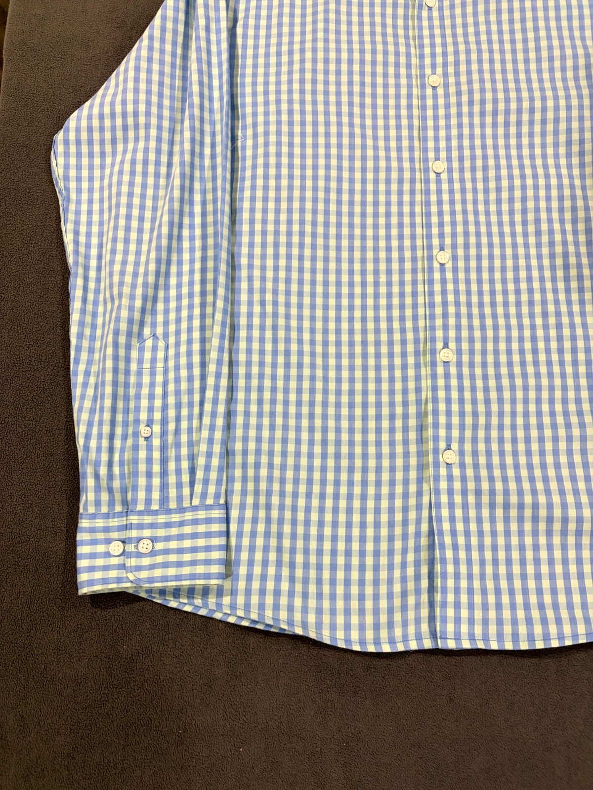 Sonoma Shirt Mens Large Gray Gingham Check Performance Stretch Pleated Button Up
