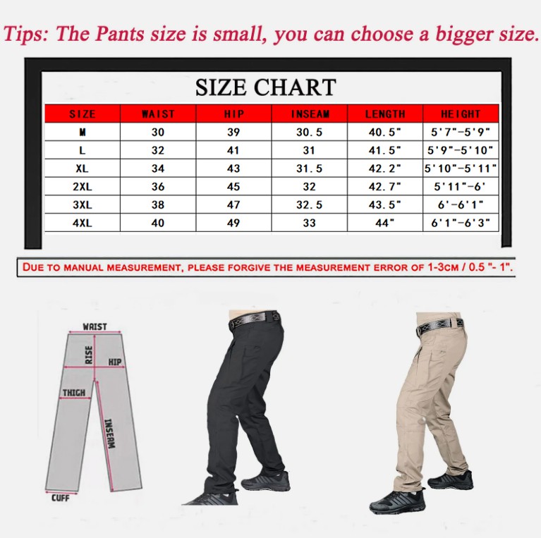 Tactical Mens Cargo Pants Waterproof Work Hiking Combat Outdoor Trousers Pants