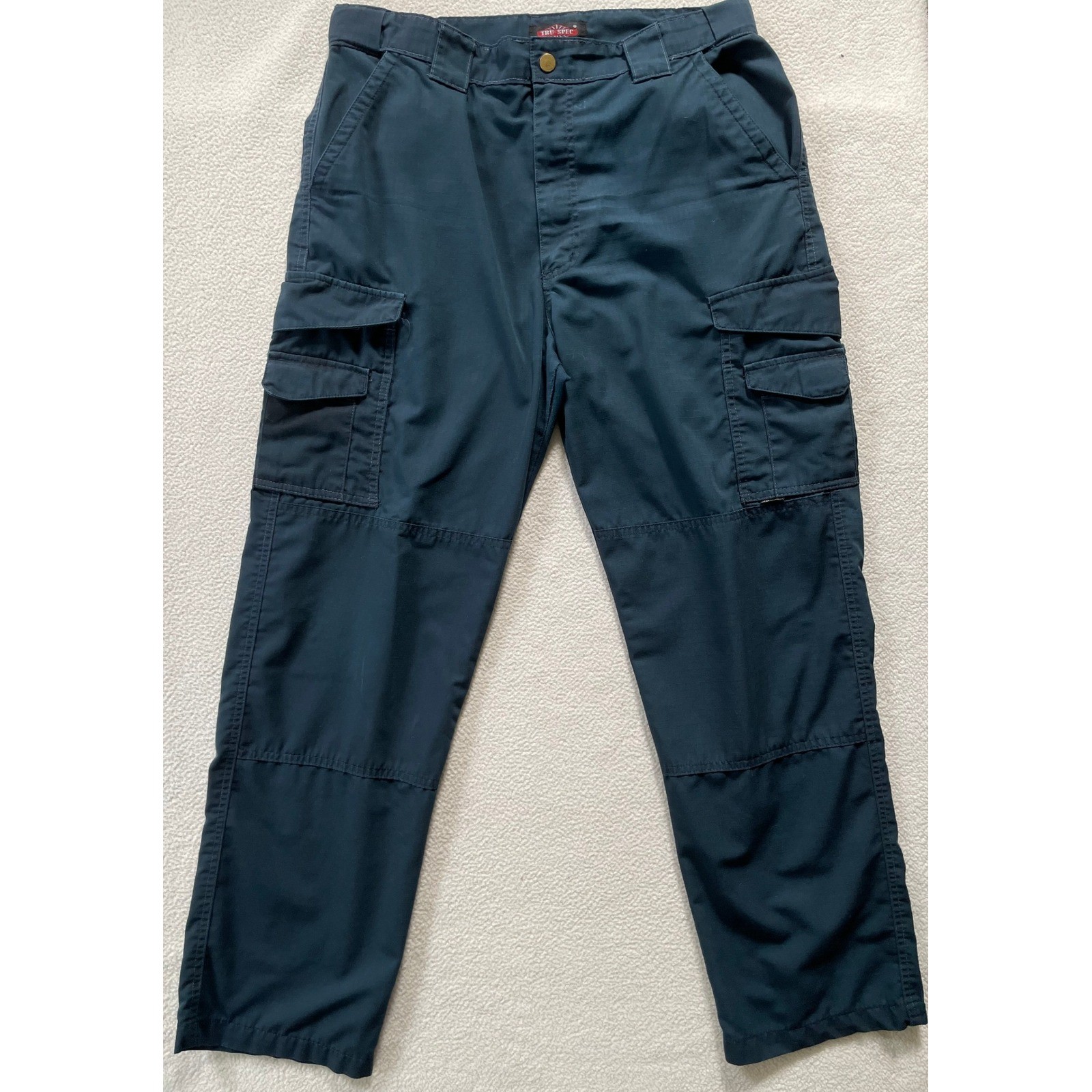 Tru-Spec Mens 34/32 Tactical Cargo Pants Navy Blue Ripstop Workwear – Distressed