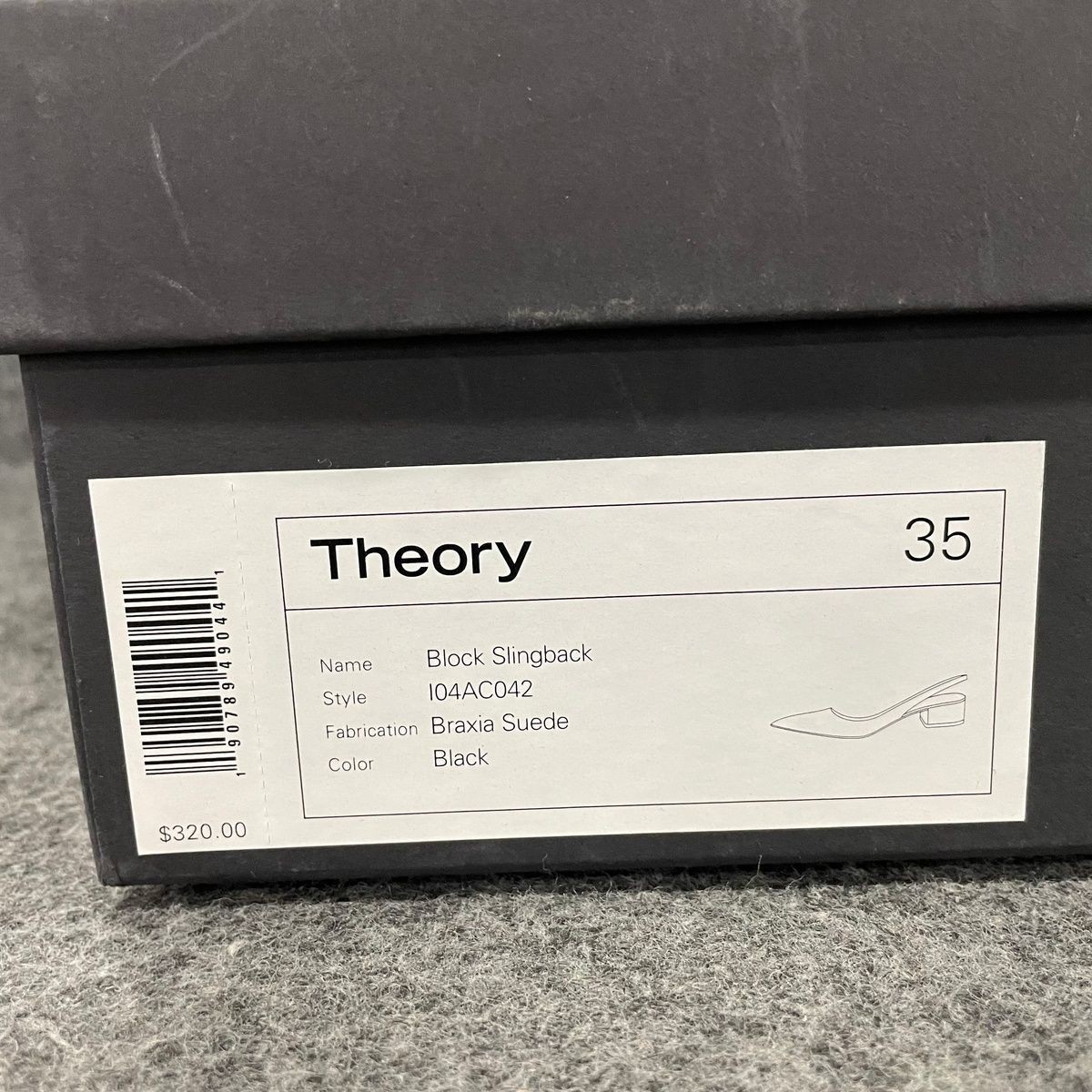THEORY Block Heel Slingback in Suede Women’s Size 35 US 5 Black
