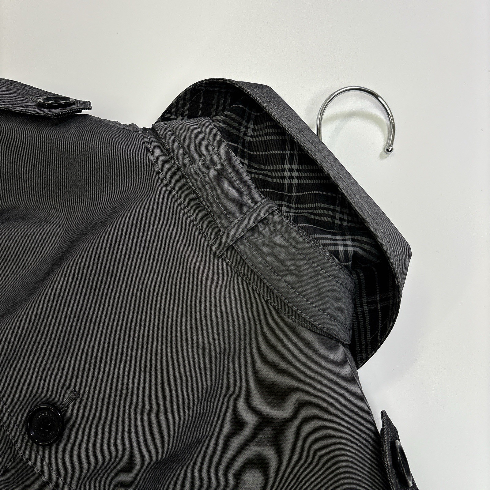 Men Coat, Burberry Black Label Cotton Trench Coat quilting Liner Grey M 44 46