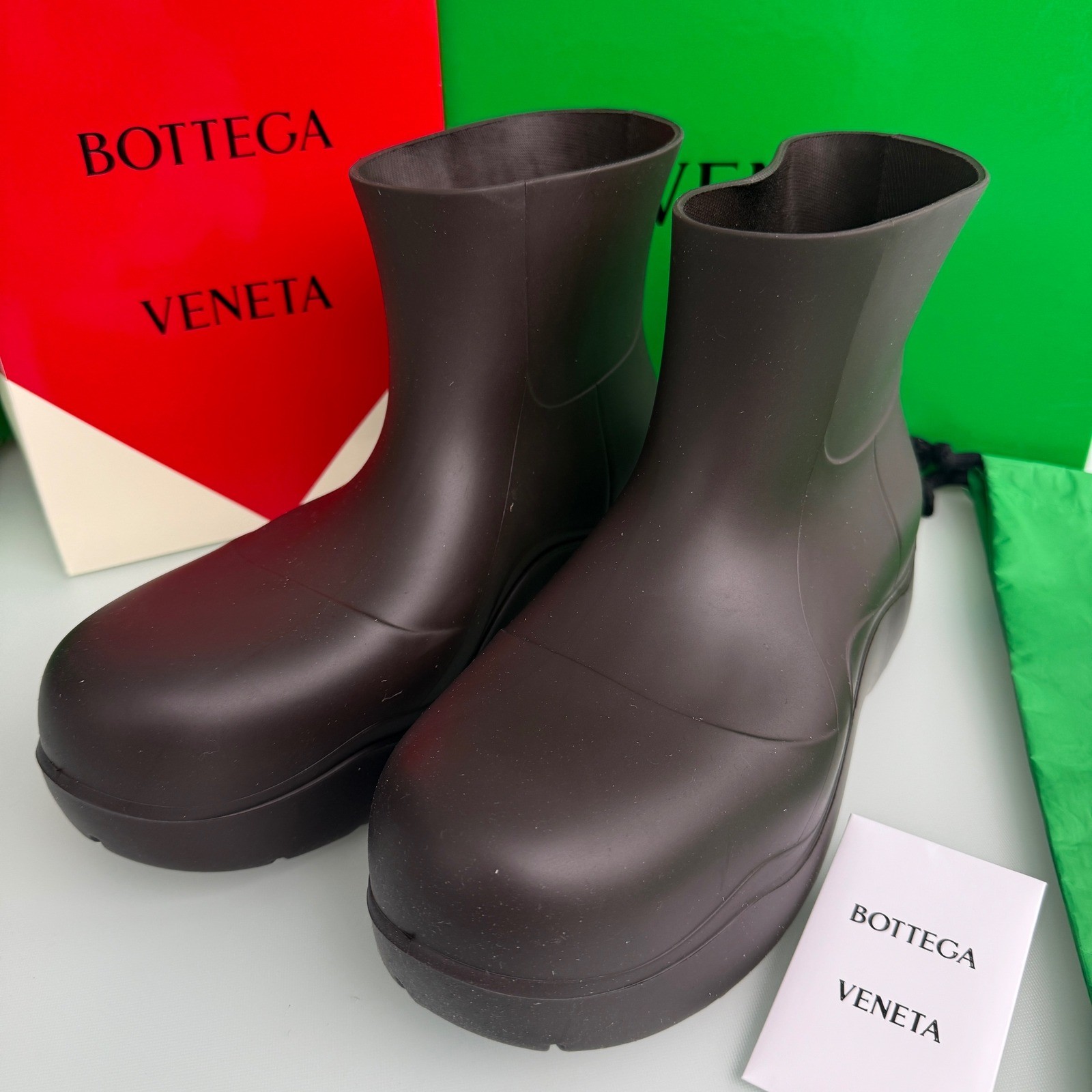 Bottega Veneta 640043 Men’s Dark Brown Puddle Ankle Boots, 43