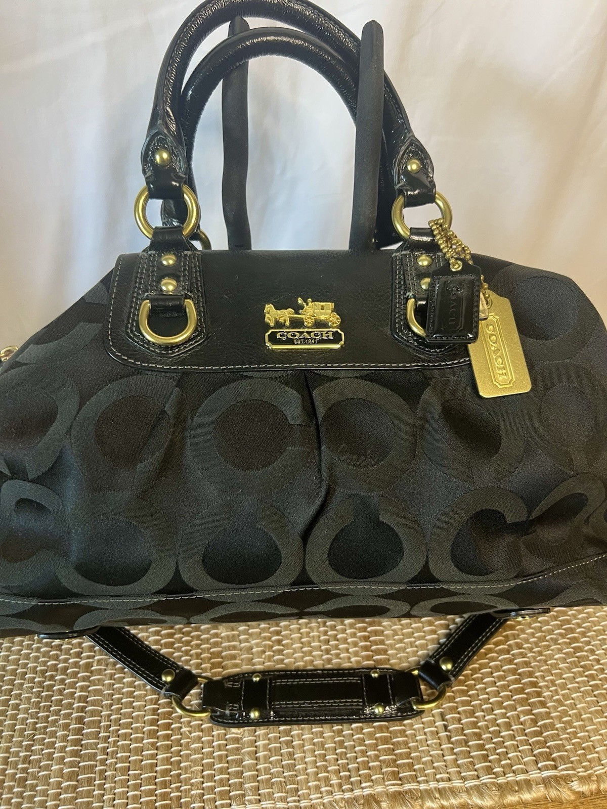 Y2K Coach 12943 Madison Op Art Sabrina Satchel in Black