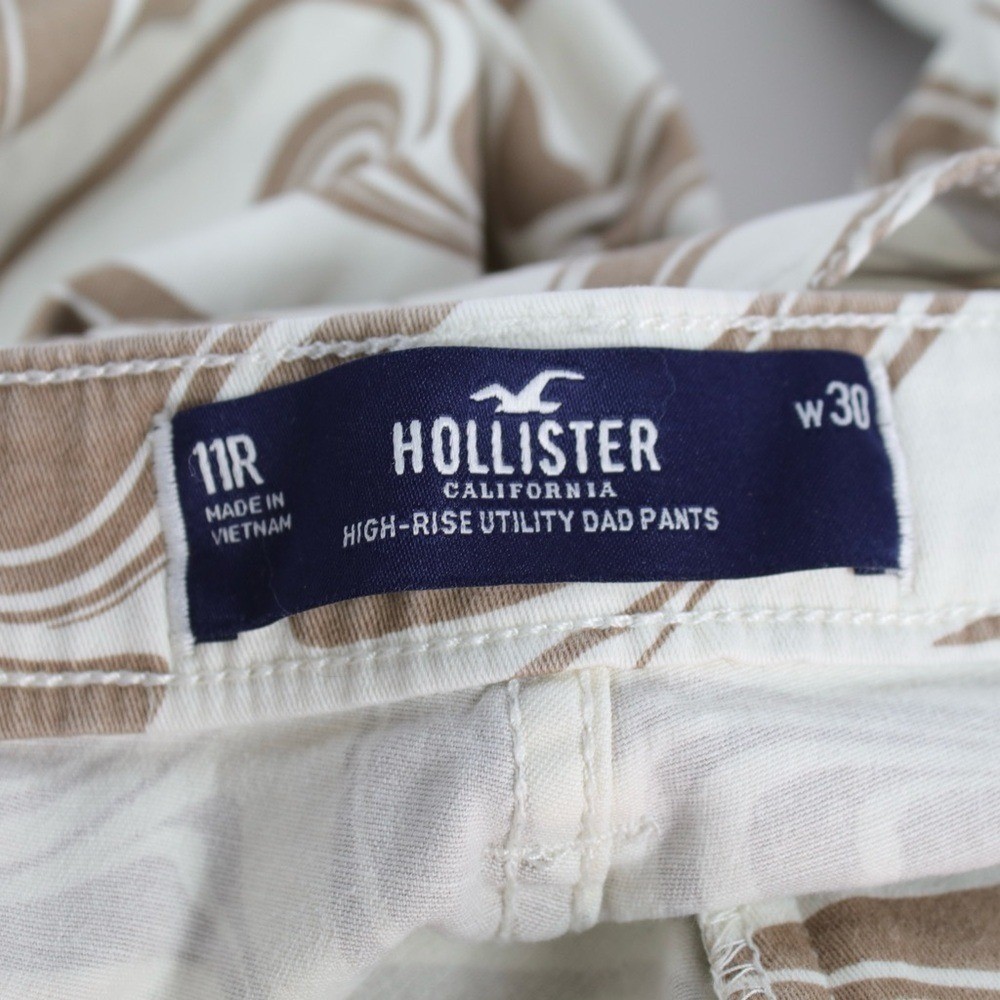 Hollister Funky Brown & White Design High-Rise Utility Dad Pants Womens Size 11