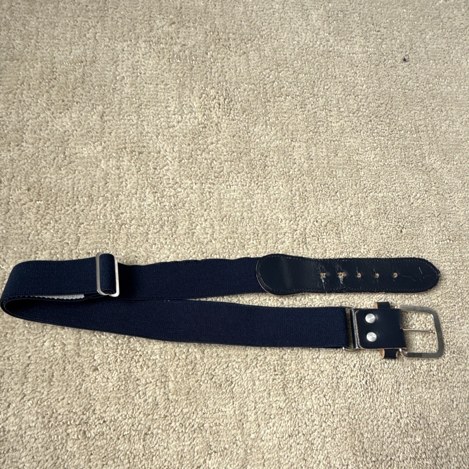 Navy Adjustable Casual Belt Solid Metal Buckle Juniors Size S Unisex