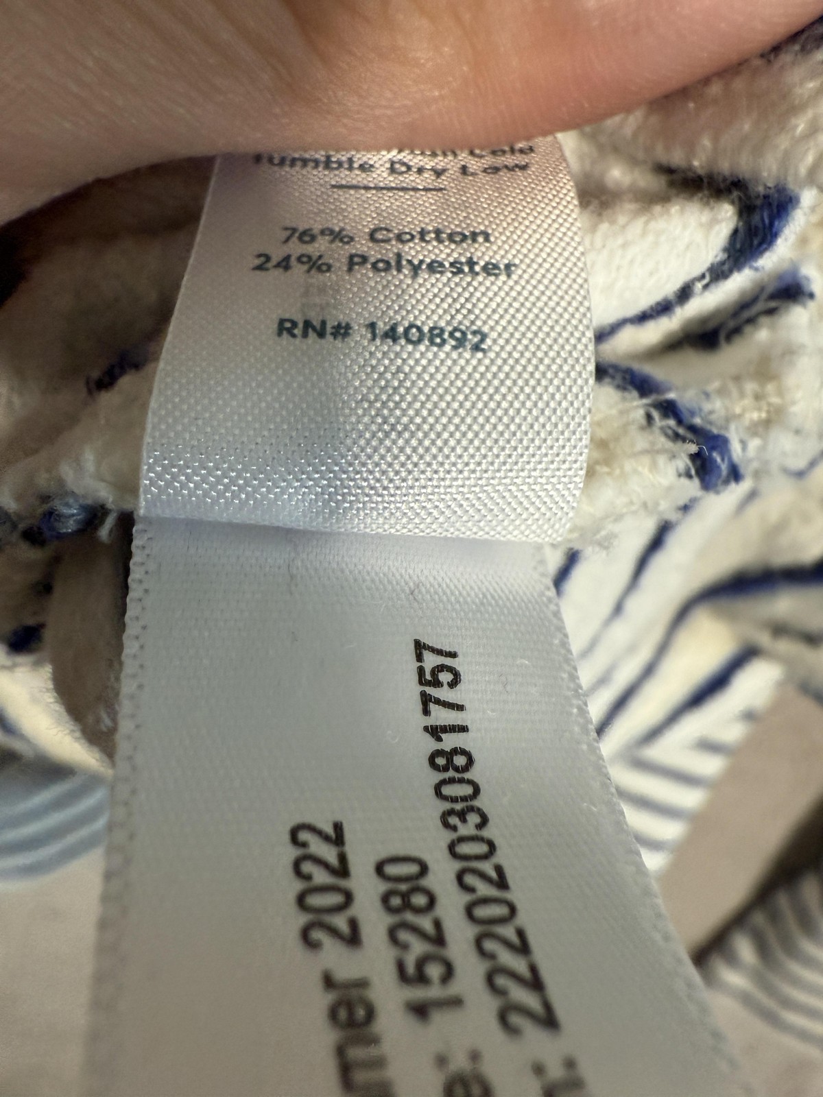 Marine Layer Pullover Hoodie Womens Small White Blue Striped Terry Summer 2022