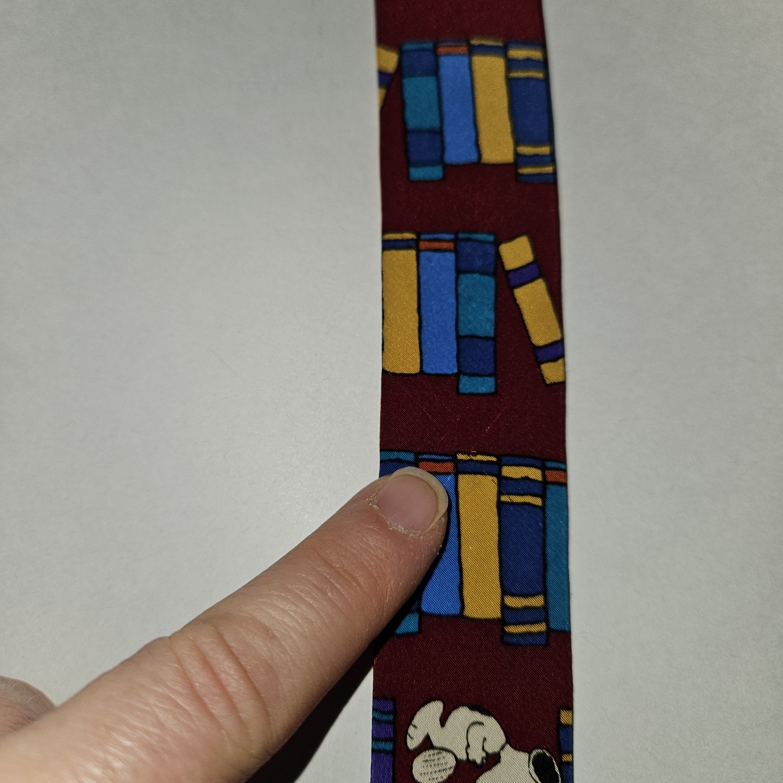 Peanuts Snoopy Book Neck Tie 100% Silk Dark Stormy Night Teacher Librarian READ