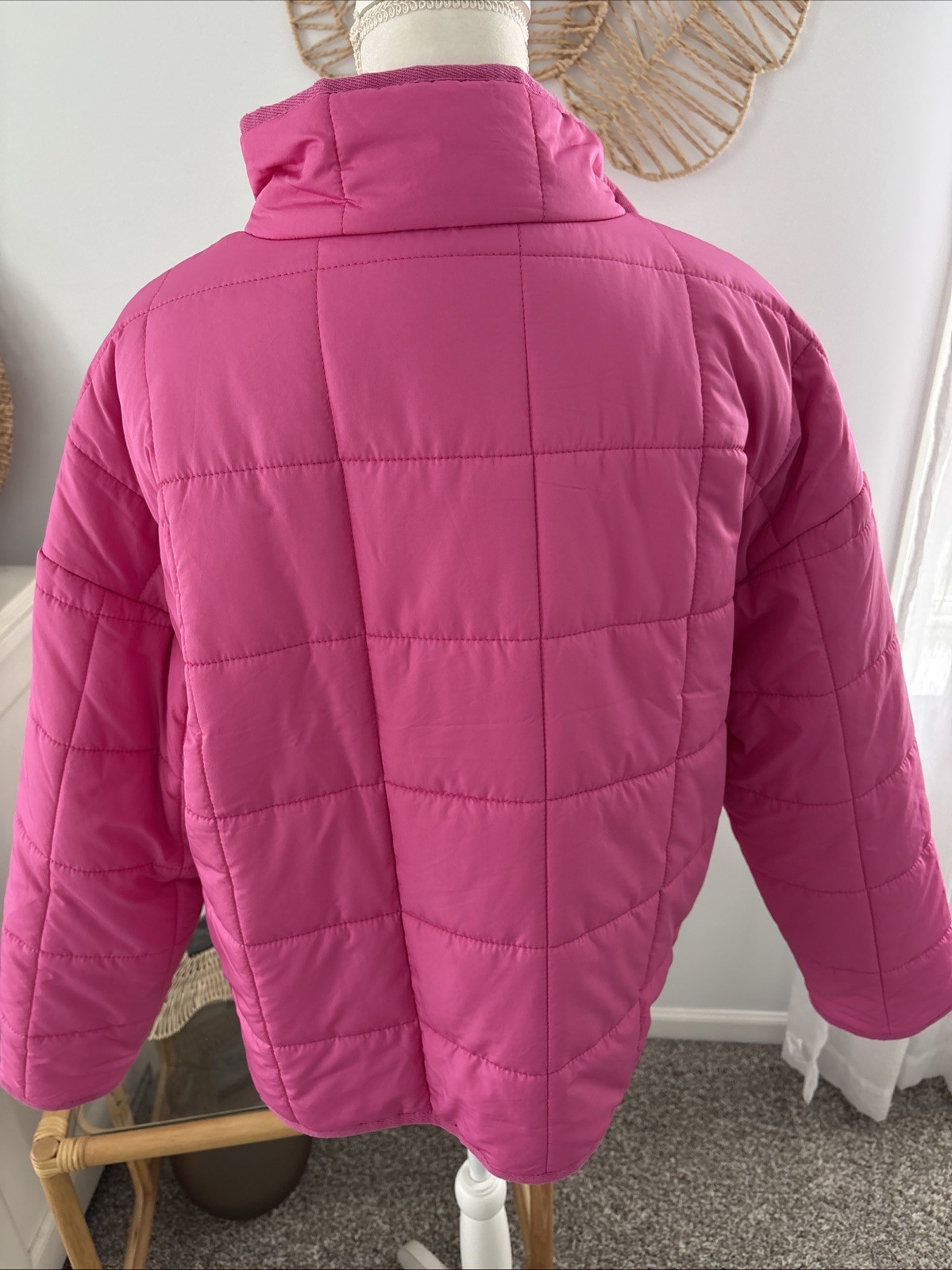 Thread & Supply Jacket Coat Dark Pink Quilted Button Front Medium Weight Large L