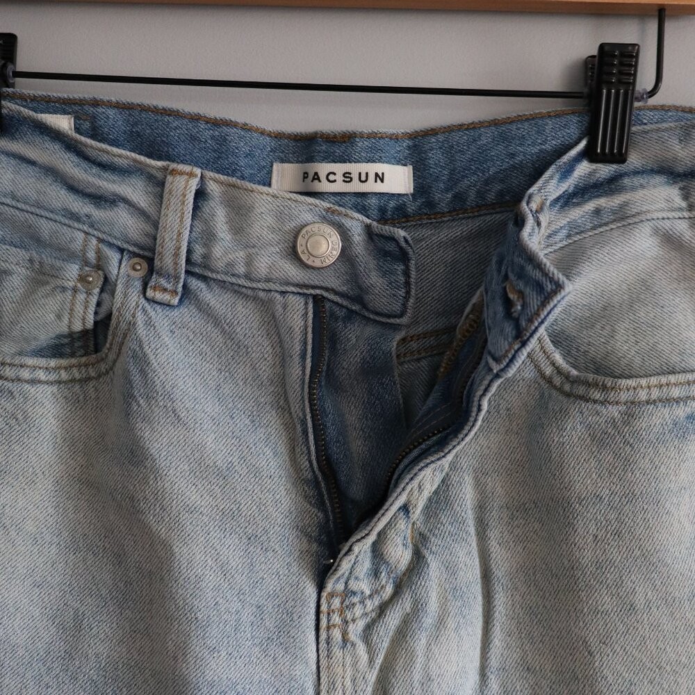 PacSun Men’s Sz 30×30 Blue Light Wash Stretch 5-Pocket Slim Taper Denim Jeans