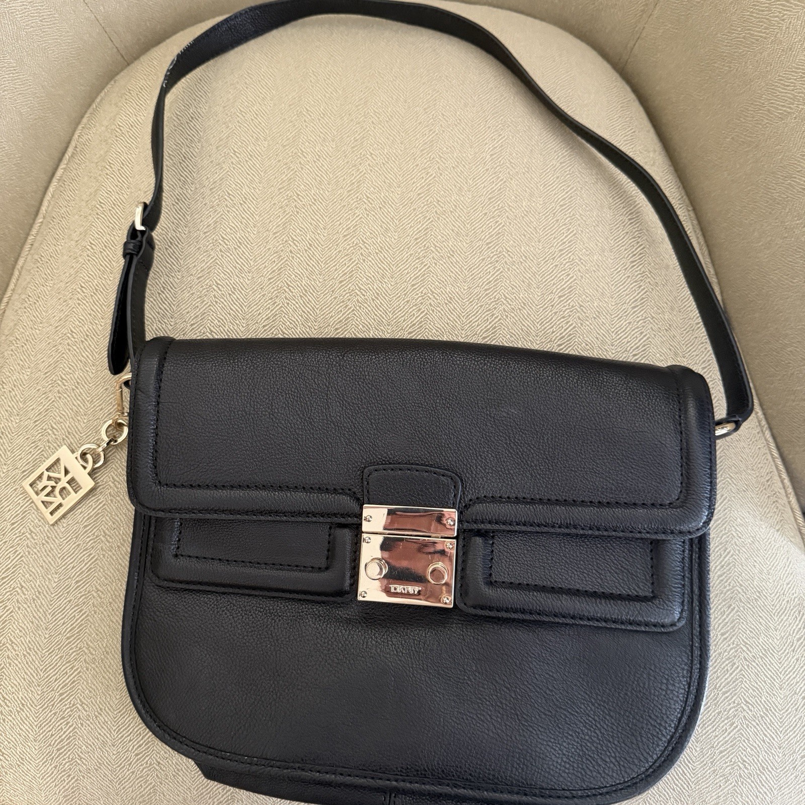 Donna Karan New York – DKNY Elissa Shoulder Strap/ Flap Bag Push Lock Purse