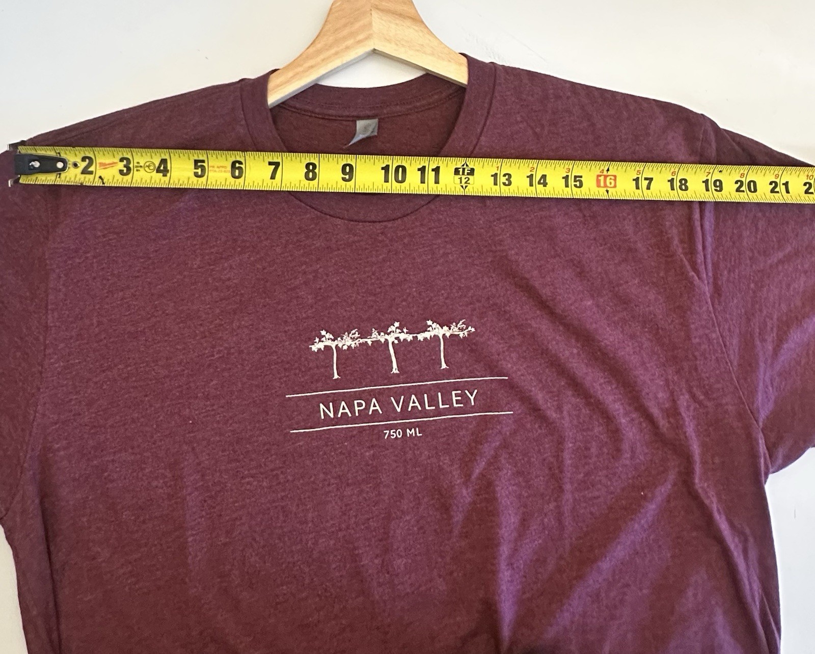 Next Level Apparel Men’s Burgundy Napa Valley Graphic Crew Neck Tee Shirt L