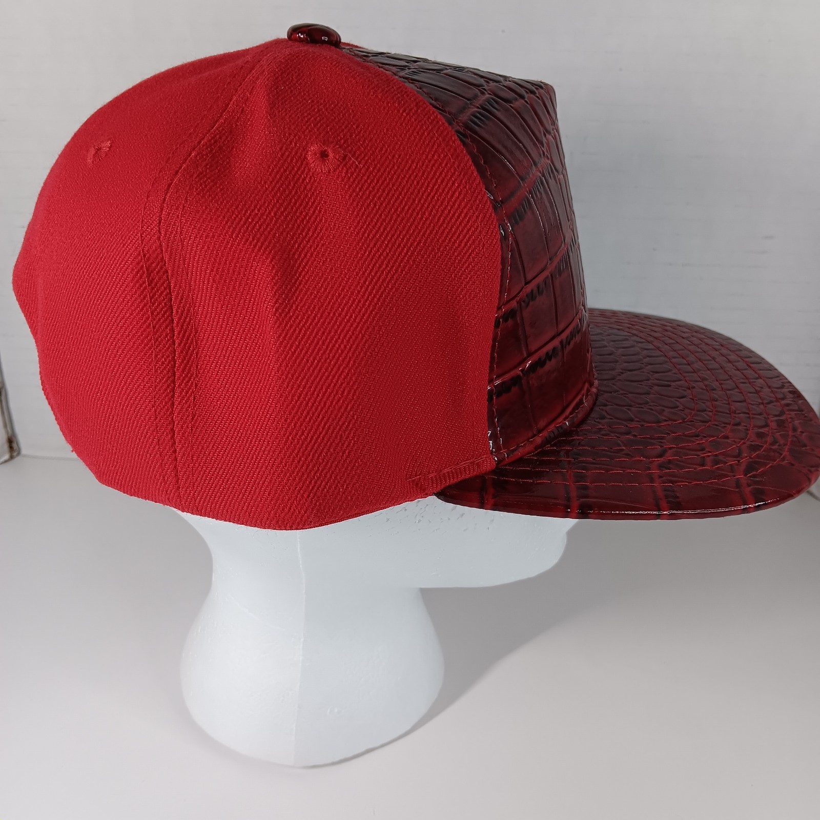Muka Hat Reptile Animal Print Patent Leather Red Snapback Streetwear NWT