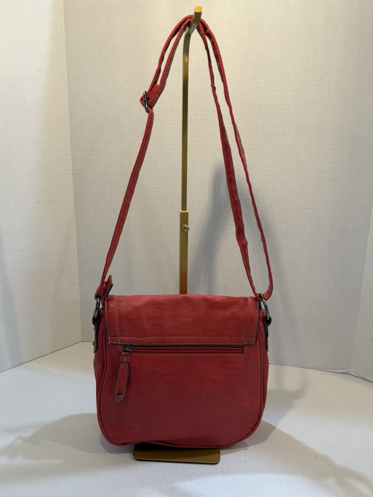 Vintage Amphora Red Leather Crossbody or Saddle-Style Adjustable Strap HTF