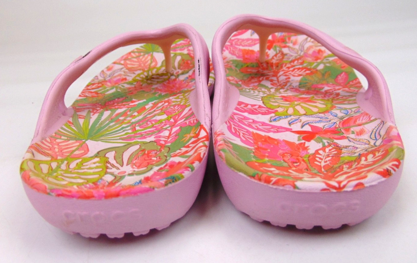 Crocs KADEE II Flip Flops Thong Sandals Women’s Size 4.0 M, Pink Floral Multico