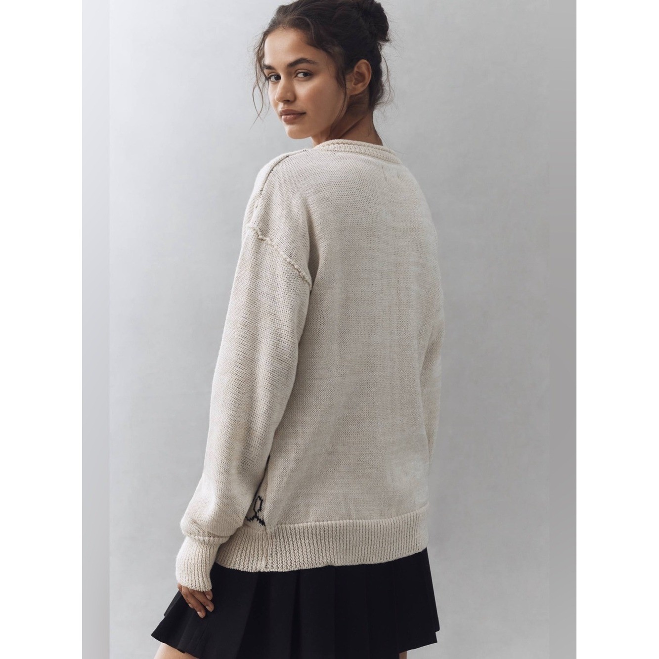NEW Anthropologie Mandinga Kappa Knitted Sweater Sz Medium Cream Roll Neck Wool