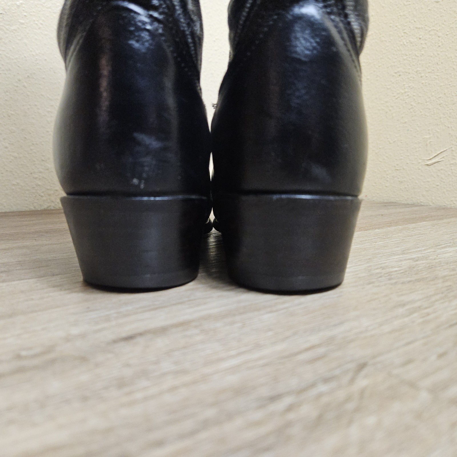 Dan Post 16791 El Paso Black Cowhide Cowboy Western Pull On Boots Mens Sz 8.5 EW