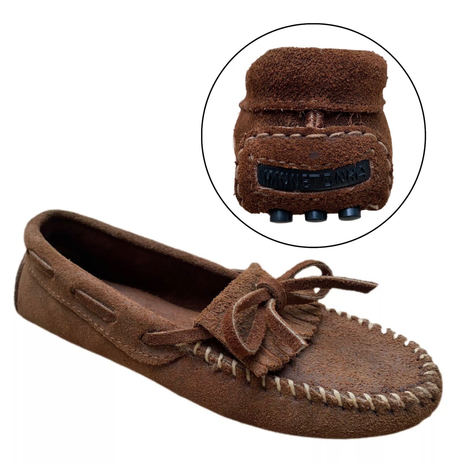 Minnetonka Leather Slip On Driving Moccasins Loafers Shoes Brown – Womens 6M