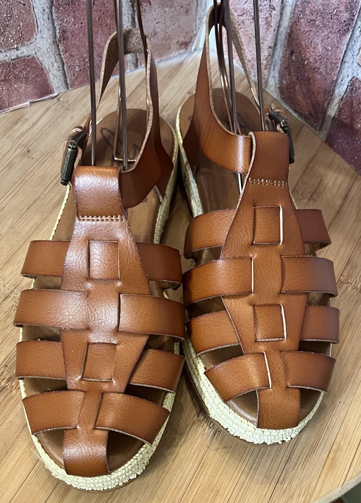 ZODIAC BROWN GRETA FISHERMAN ESPADRILLE FLAT SANDALS 9M