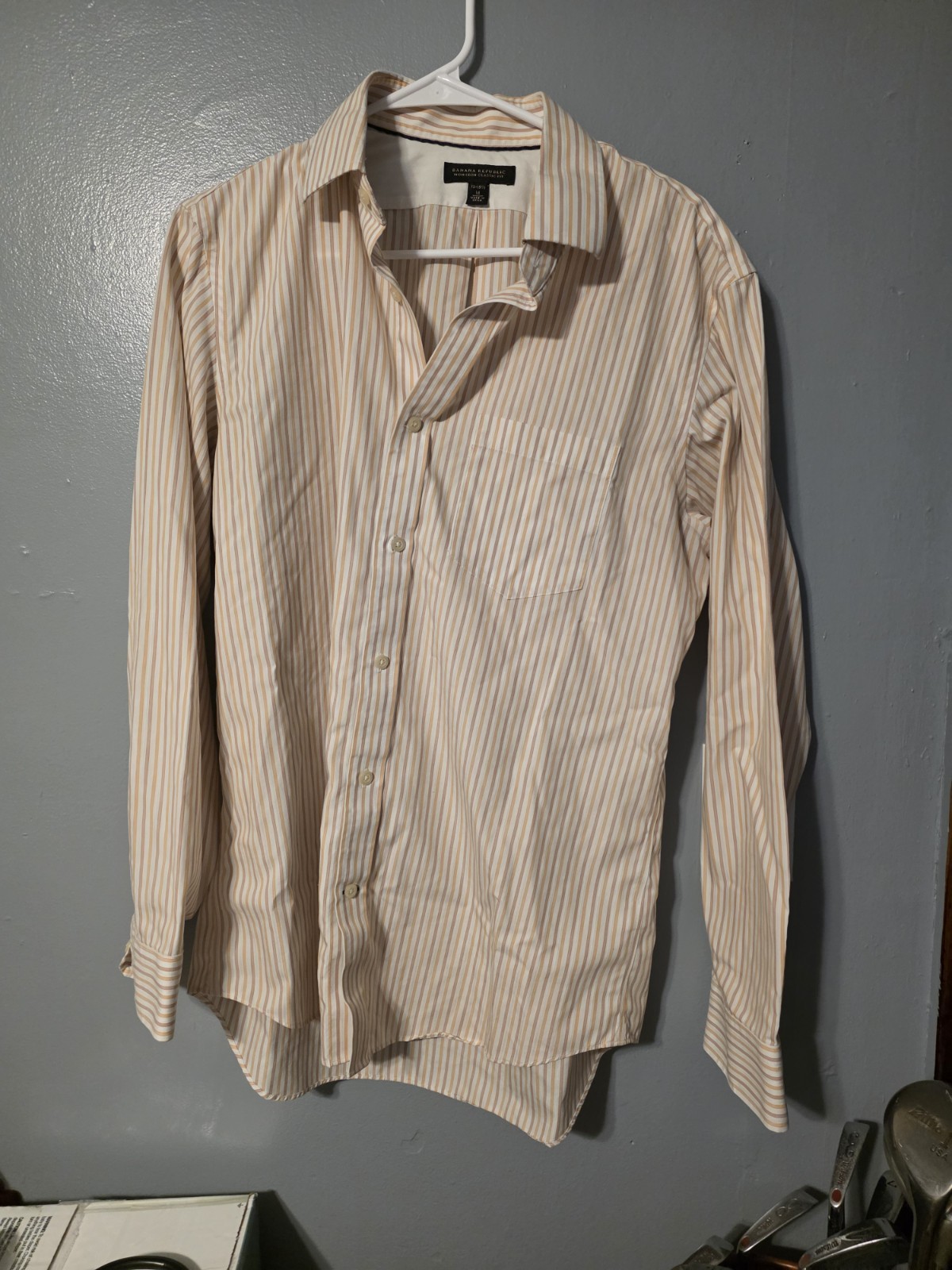 Banana Republic Non-Iron Classic Fit Striped Cotton Dress Shirt 15-15.5 32/33