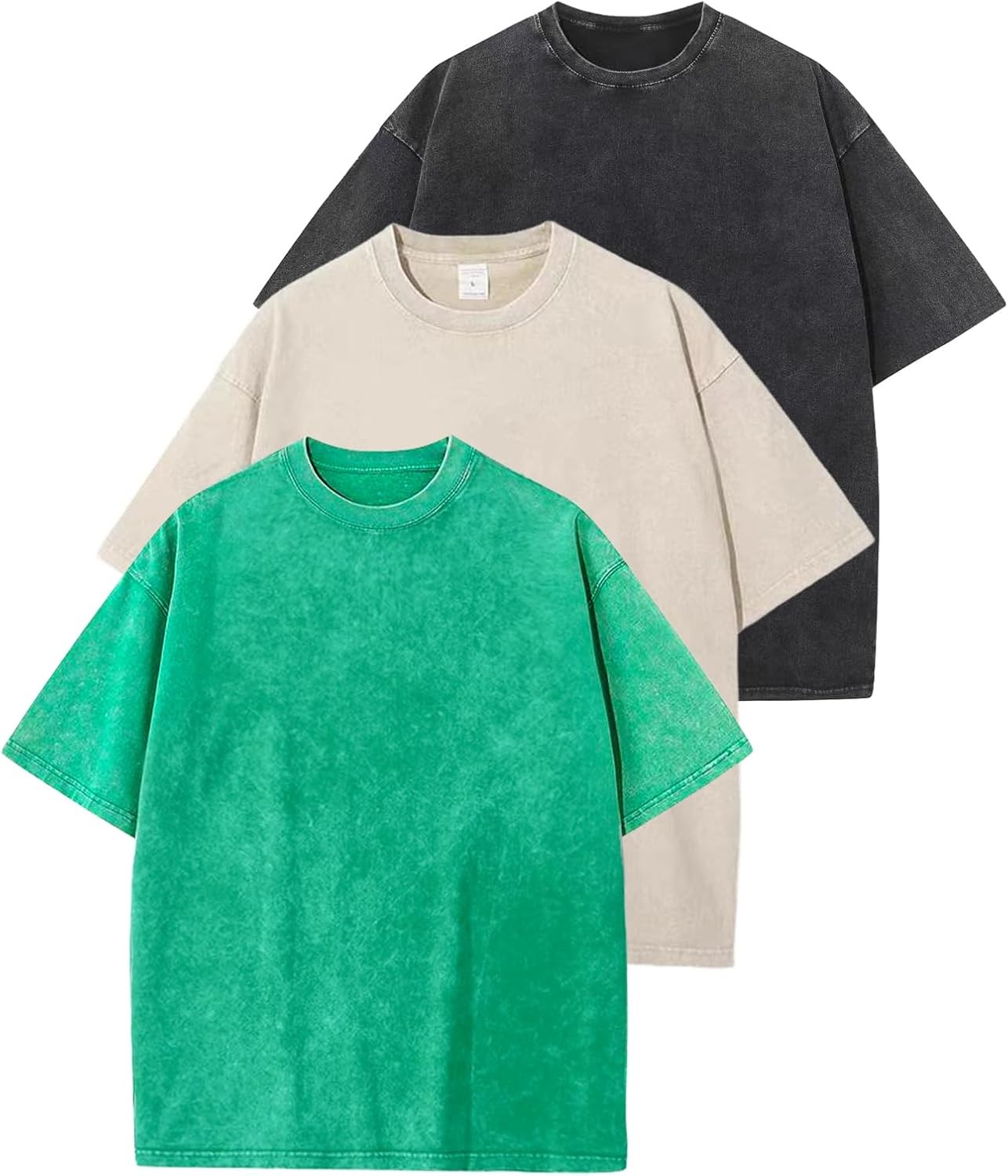 3 Pack Men’s Oversized Vintage T-Shirts – Loose Fit Casual Short Sleeve Tops