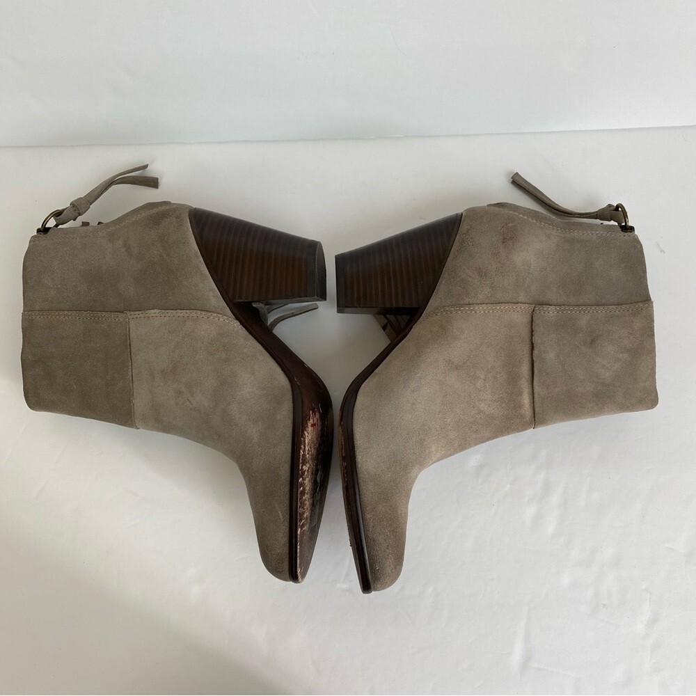 ASH Stone Suede Leather QUICK Pull On Fringe Stacked Heel Boots EU 38