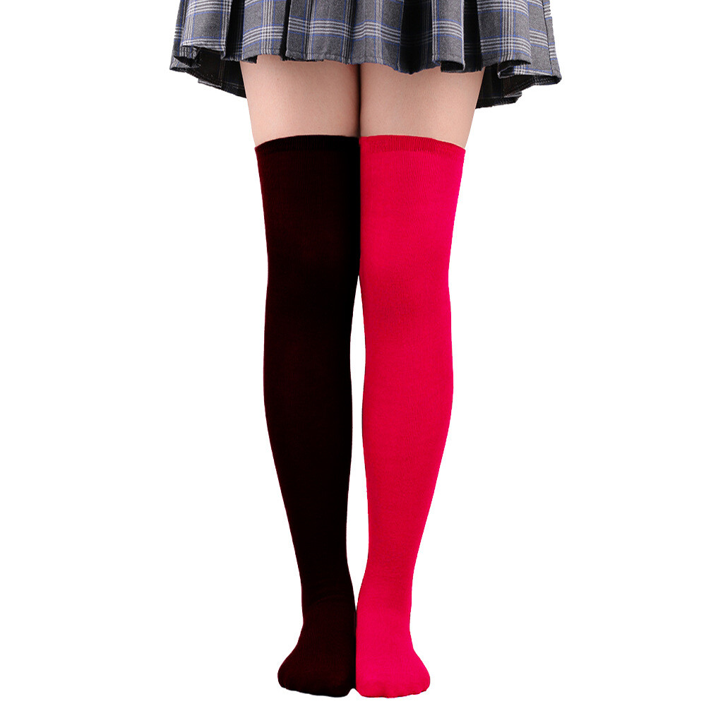 Soft Ladies Top Stay Up Extra Contrast Long Socks Thigh High Over the Knee Socks