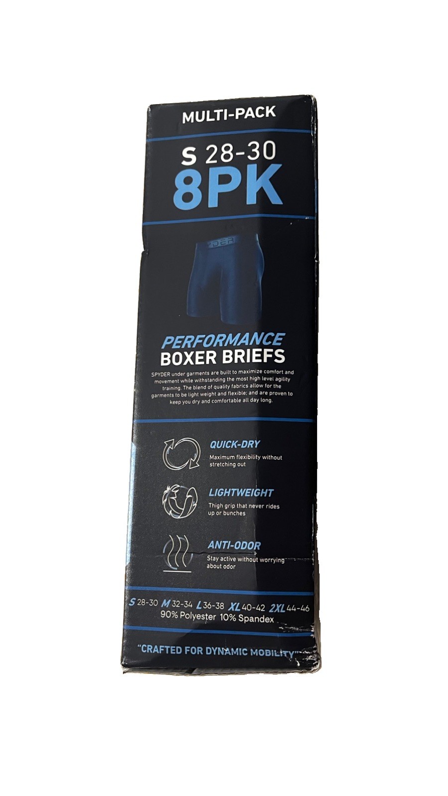 Spyder Performance Boxer Briefs 8-Pack Men’s S 28-30 Multicolor Quick-Dry New