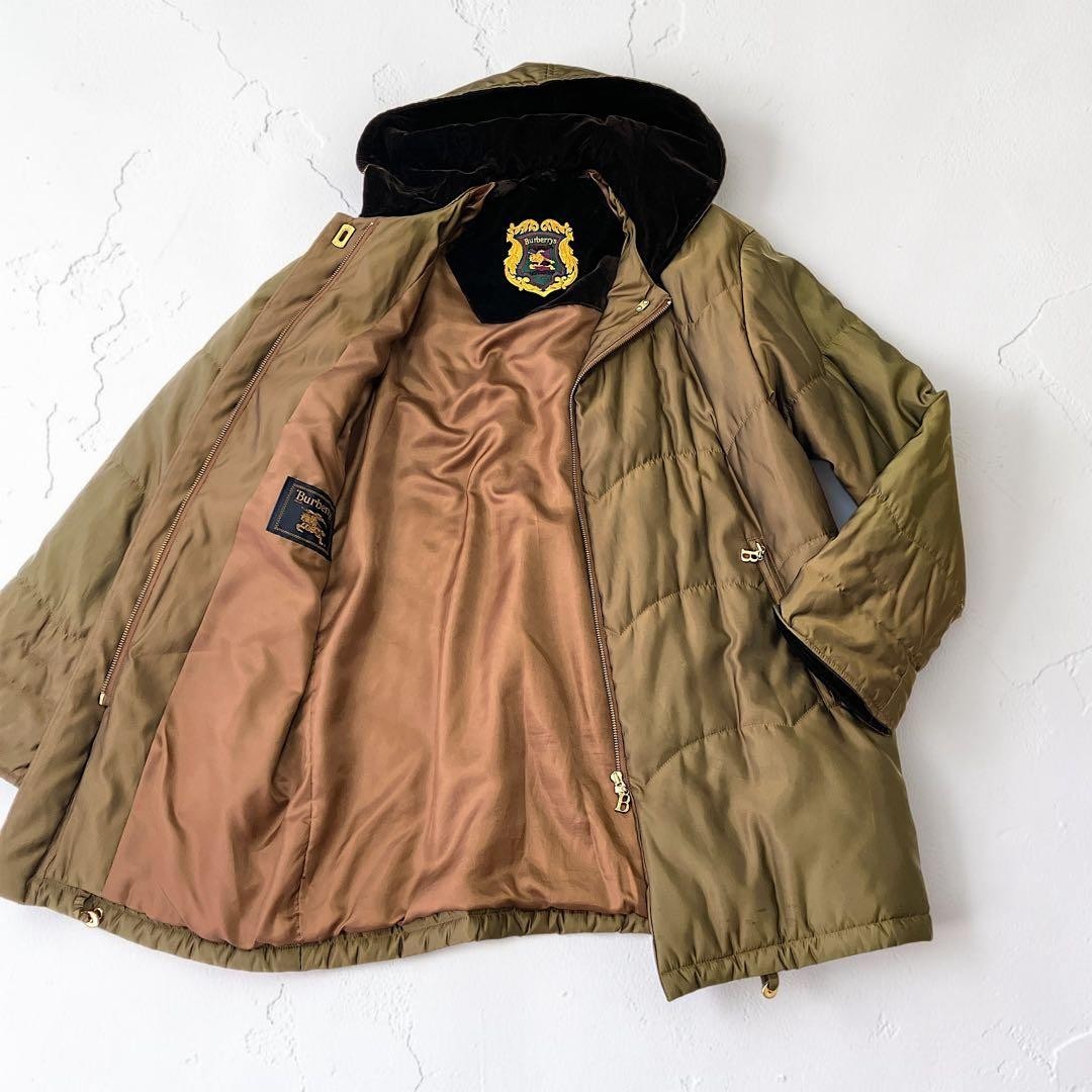 Burberrys Padded Hooded Coat Jacket Brown Size 7AR S Poly Nylon Vintage Outerwea
