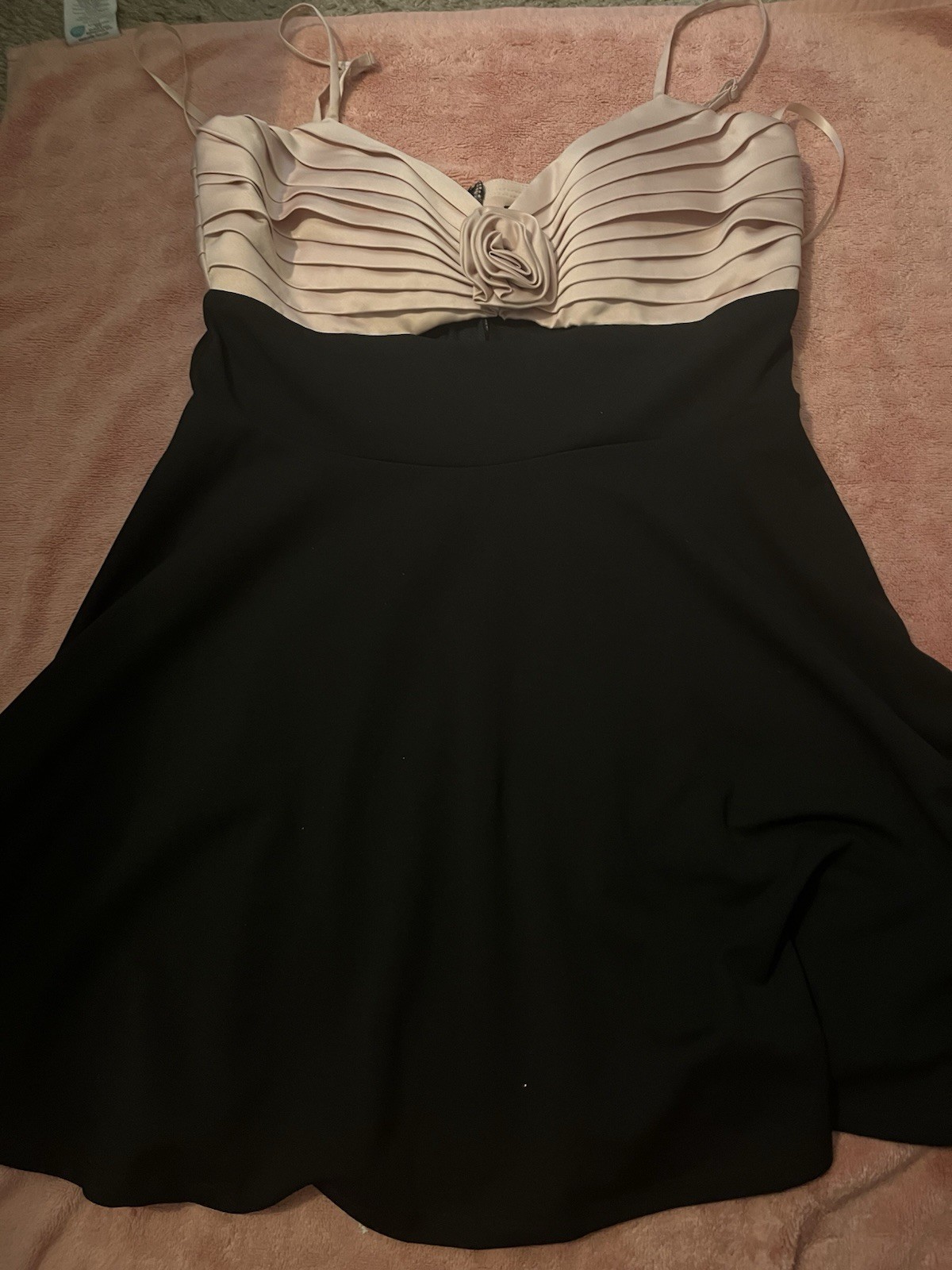 O.K. Studio Juniors Black/Beige Colorblock Fit & Flare Dress 13/14