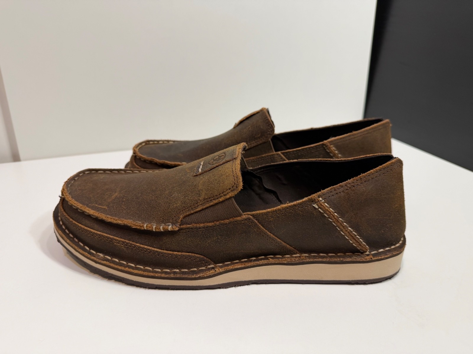 ARIAT MENS CRUISER SLIP ON LEATHER SHOES ROUGH OAK US 11 EE UK 10 W EUR 44.5 W