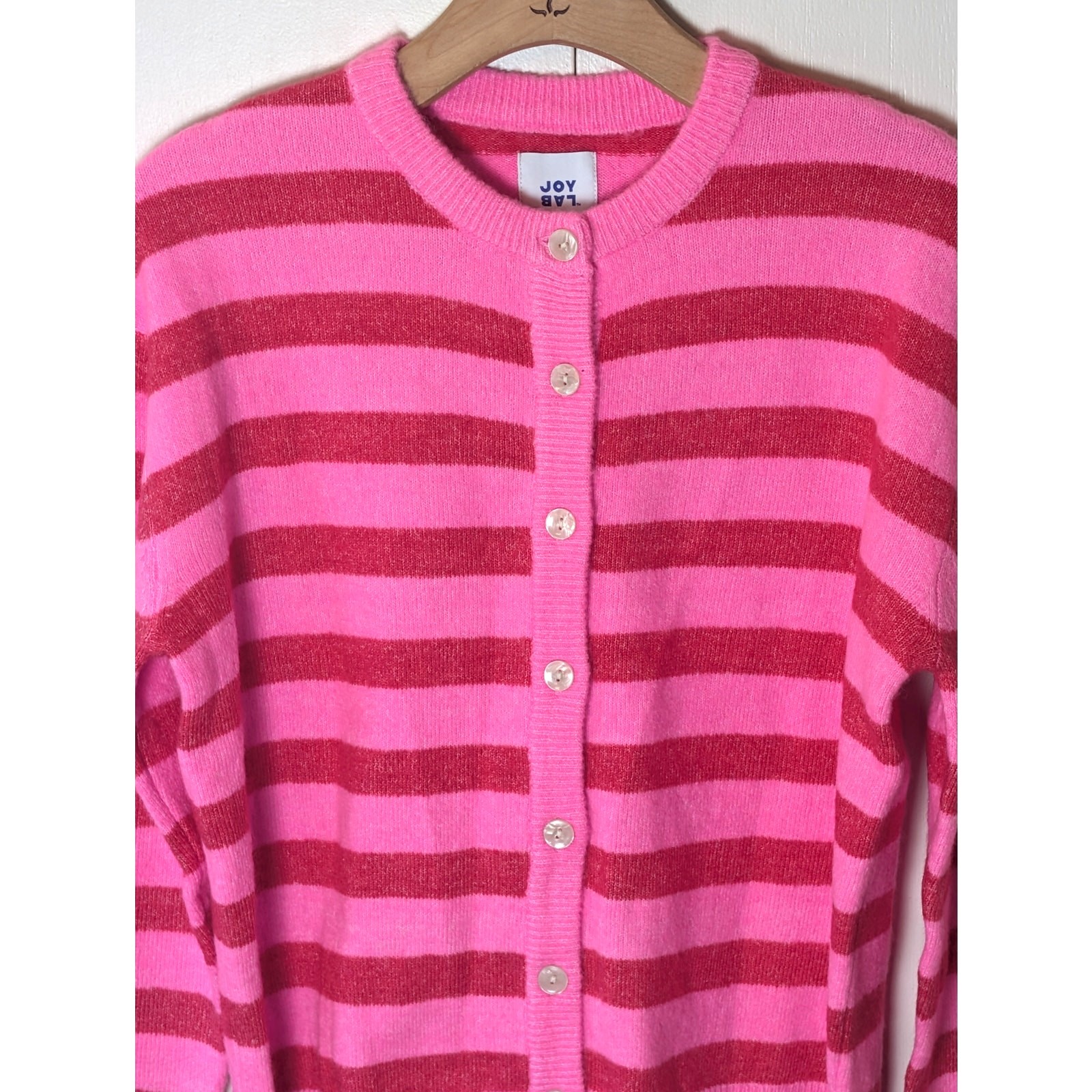 Joylab Bright Pink Striped Button Up Cardigan XS