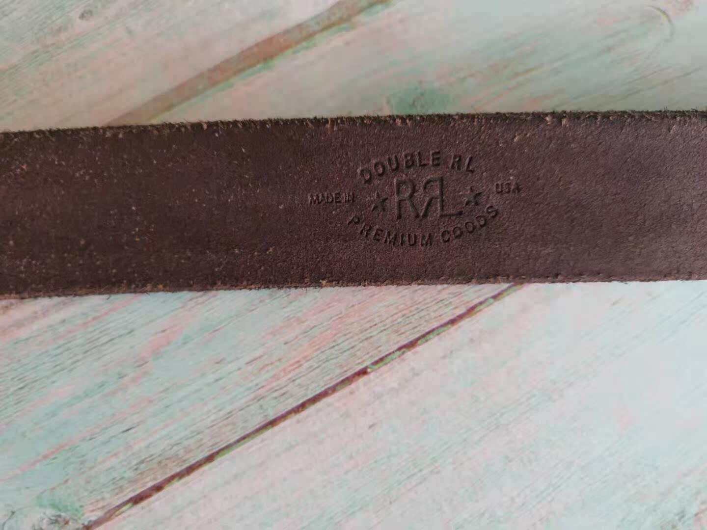 RRL Double RL Vegetable Brown Leather Belt Western Style Metal Buckle Size 34
