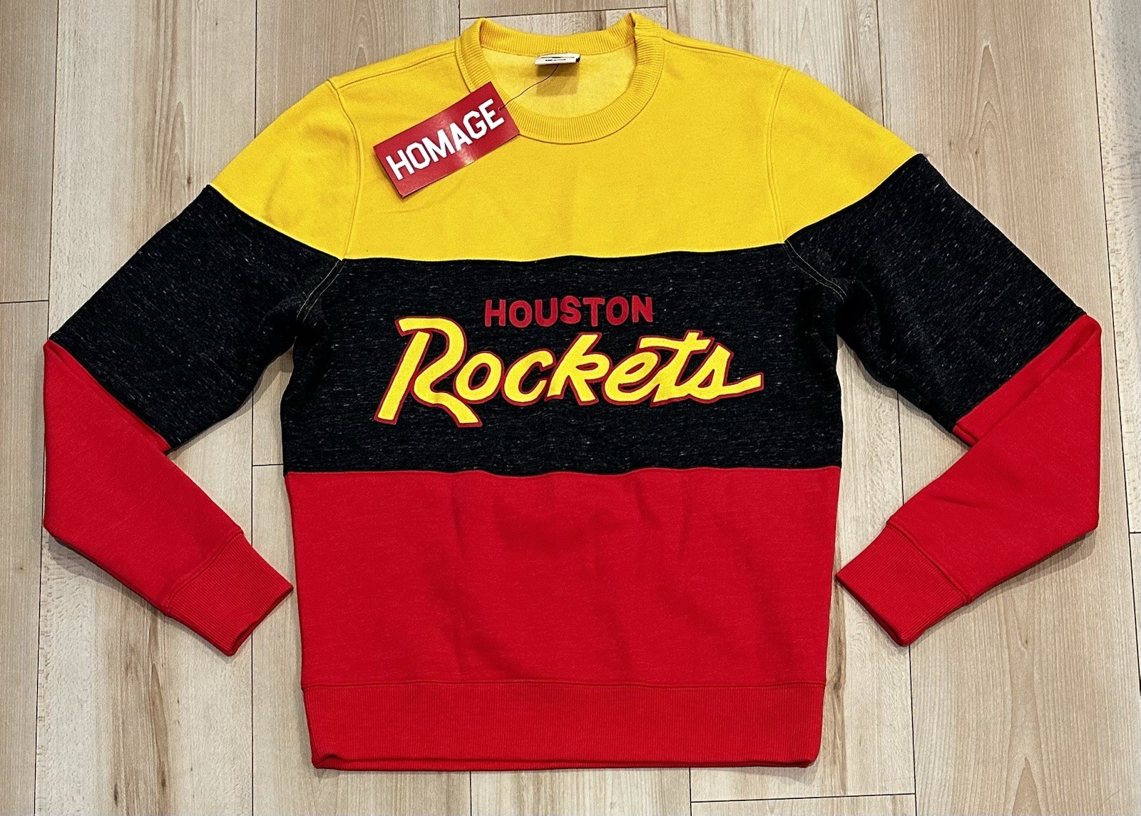 Houston Rockets Men’s SMALL S Homage HWC Stripe Crewneck Sweatshirt MSRP $100