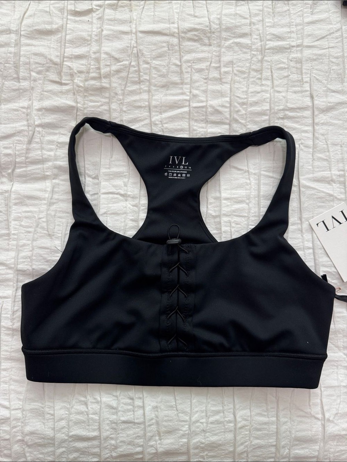 IVL Collective Black Lace-Up Racerback Sports Bra & High-Waisted Legging Set