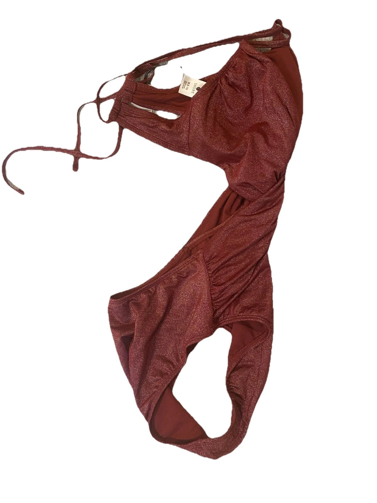 Shade and Shore Women’s Bathing Suit Size Medium Burgandy Metalic Sides Out