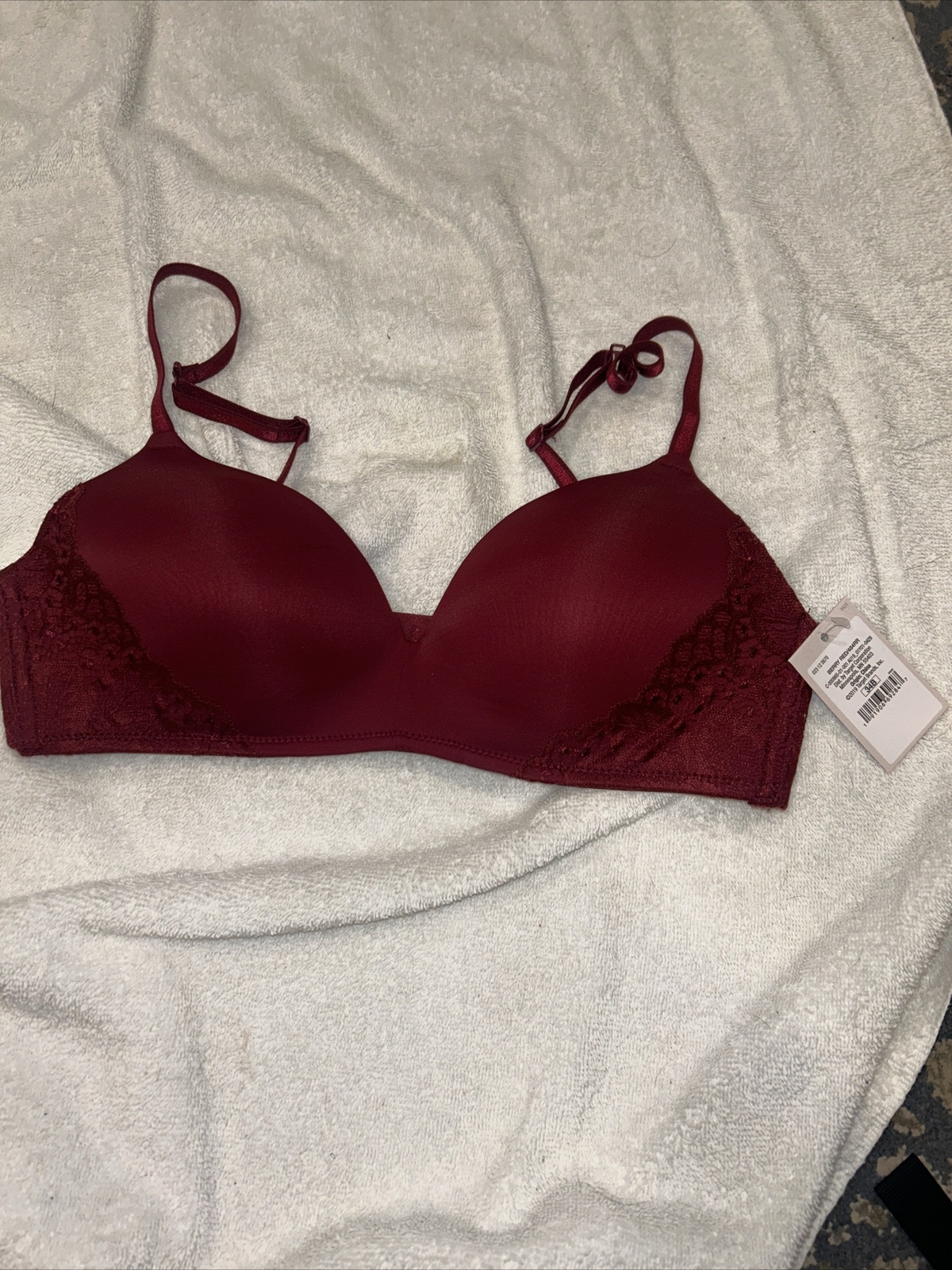 Auden – Bliss Lightly Lined Wirefree Bra Berry Red NEW NWT 34B