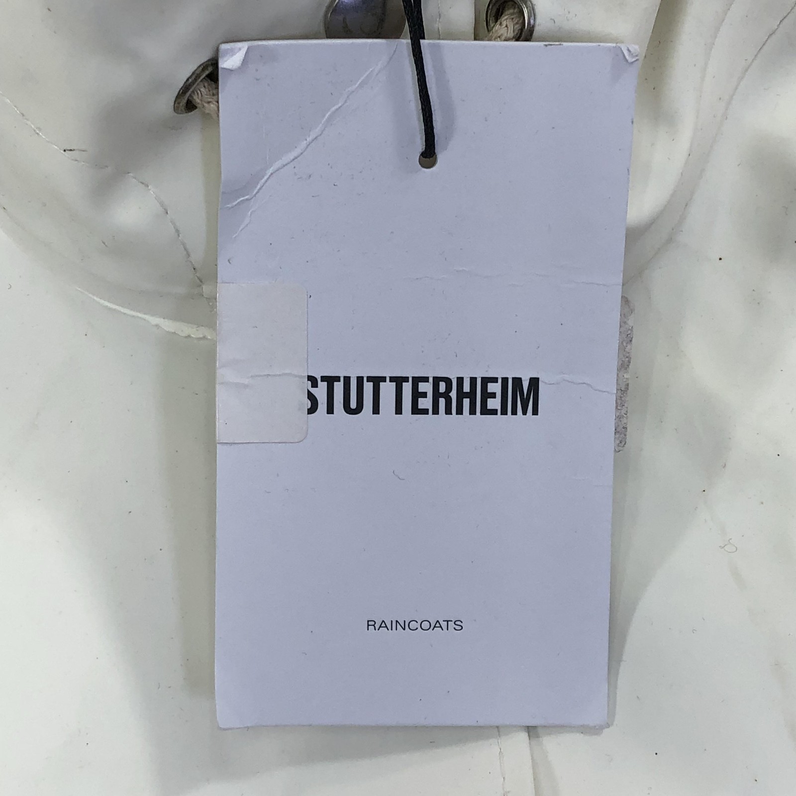 Stutterheim Mosebacke Rain Coat Womens M White Hooded Rubberized Waterproof