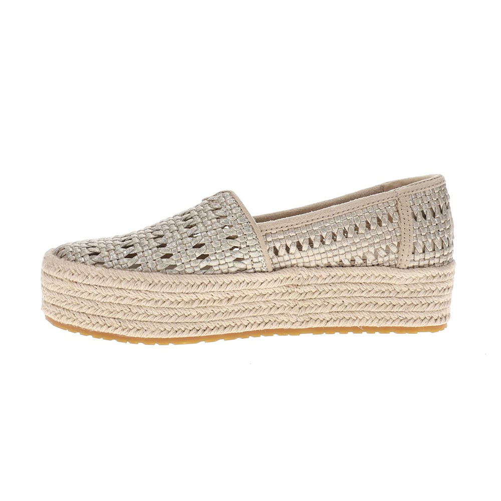 TOMS Valencia Platform Espadrille Womens Gold Flats Casual 10021921T-710