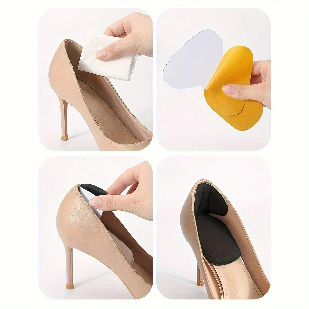 Heel Pads Cushion T Shape Foam Inserts Non Slip Shoe Heel Cup Comfort Soft 1Pair