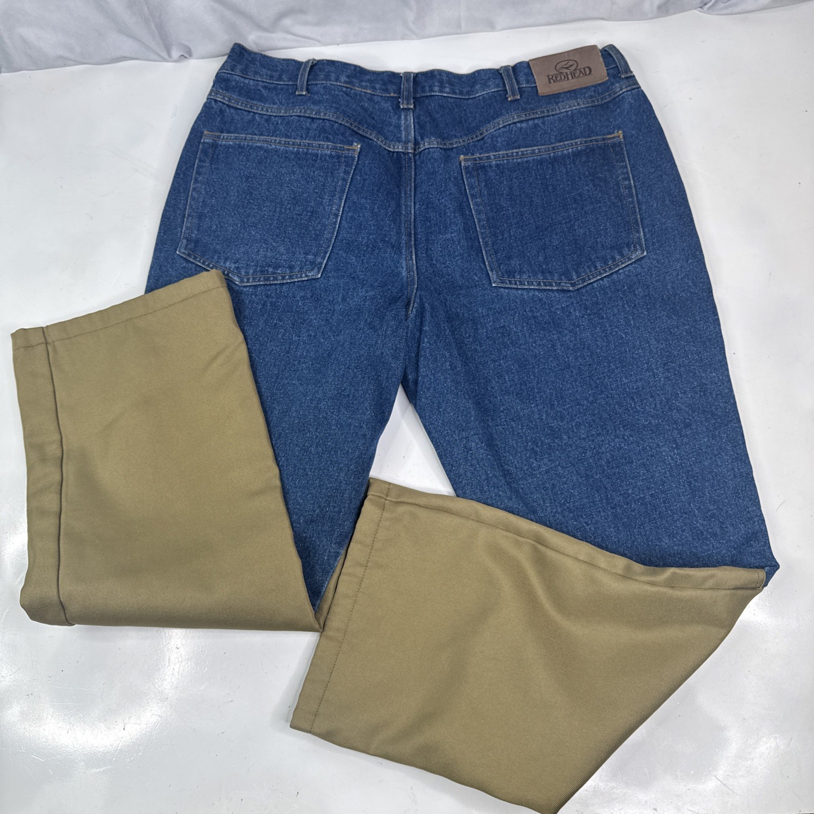 RedHead Pants Mens 40×30 Denim Duck Canvas Reinforcedouble Knee Outdoor Workwear